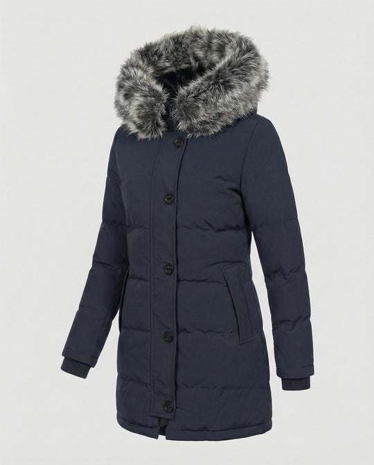 EB | Slim-Fit Winterparka mit Kunstfellkapuze