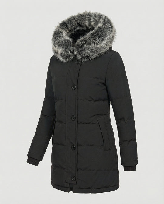 EB | Slim-Fit Winterparka mit Kunstfellkapuze