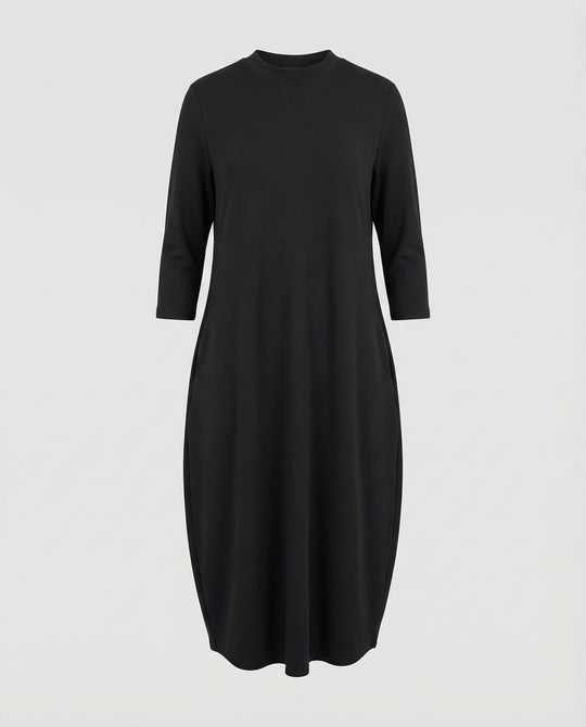 EB | Einfarbiges Kleid mit Rundhalsausschnitt und Tasche
