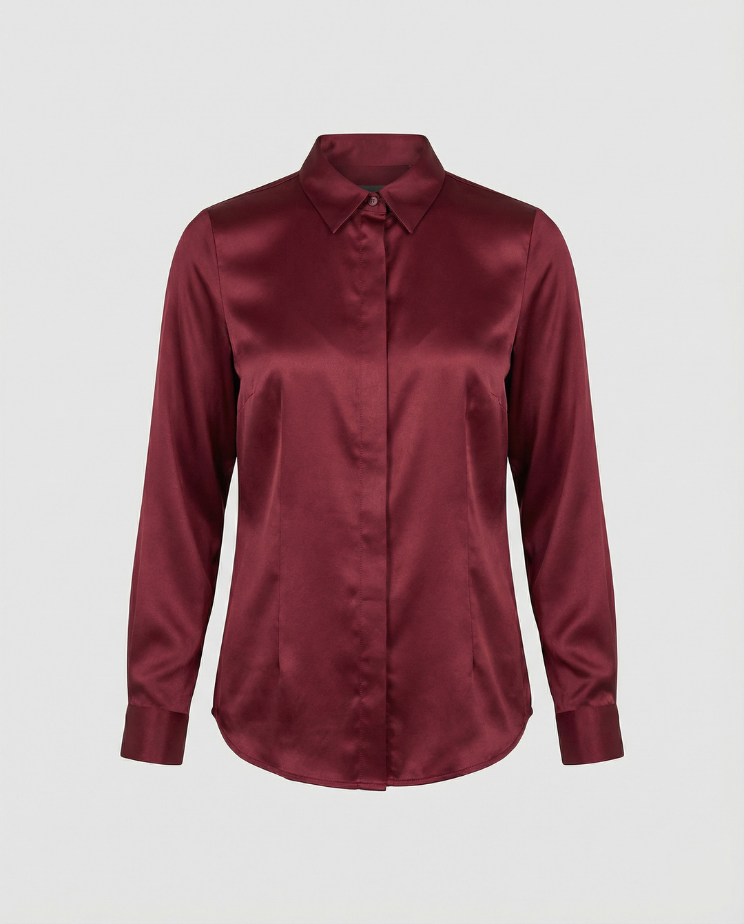 Damen Satin-Bluse mit klassischem Kragen EB