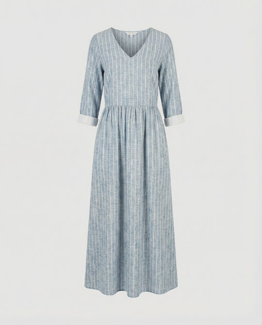 Damen Boho Maxikleid Sommer Leinenoptik