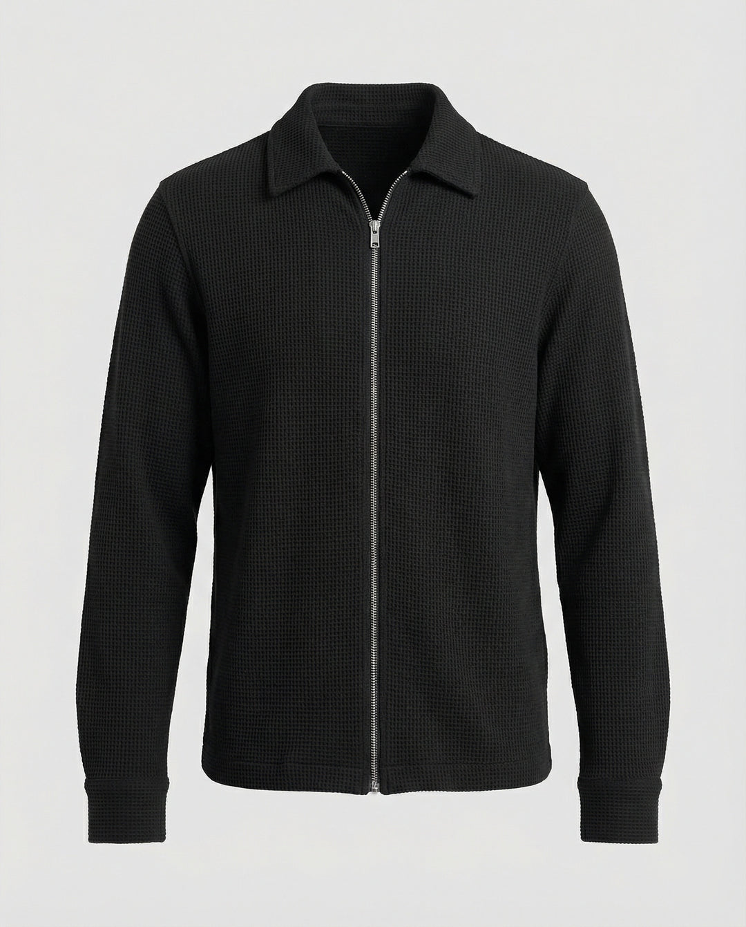 Herren Eleganter Langarmshirt mit strukturierter Oberflächenbeschaffenheit und hochwertigem Reißverschluss EB