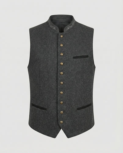 EB - Elegante Herren Trachtenweste Grau Traditionell