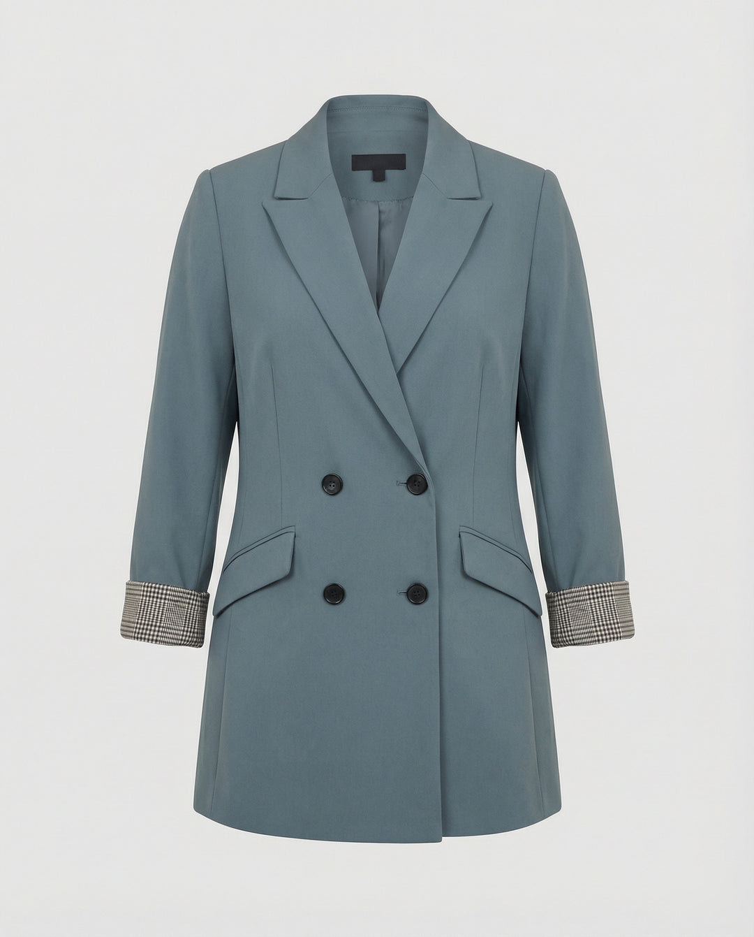 Damen Doppelreihiger Blazer mit kontrastierenden Ärmelaufschlägen EB