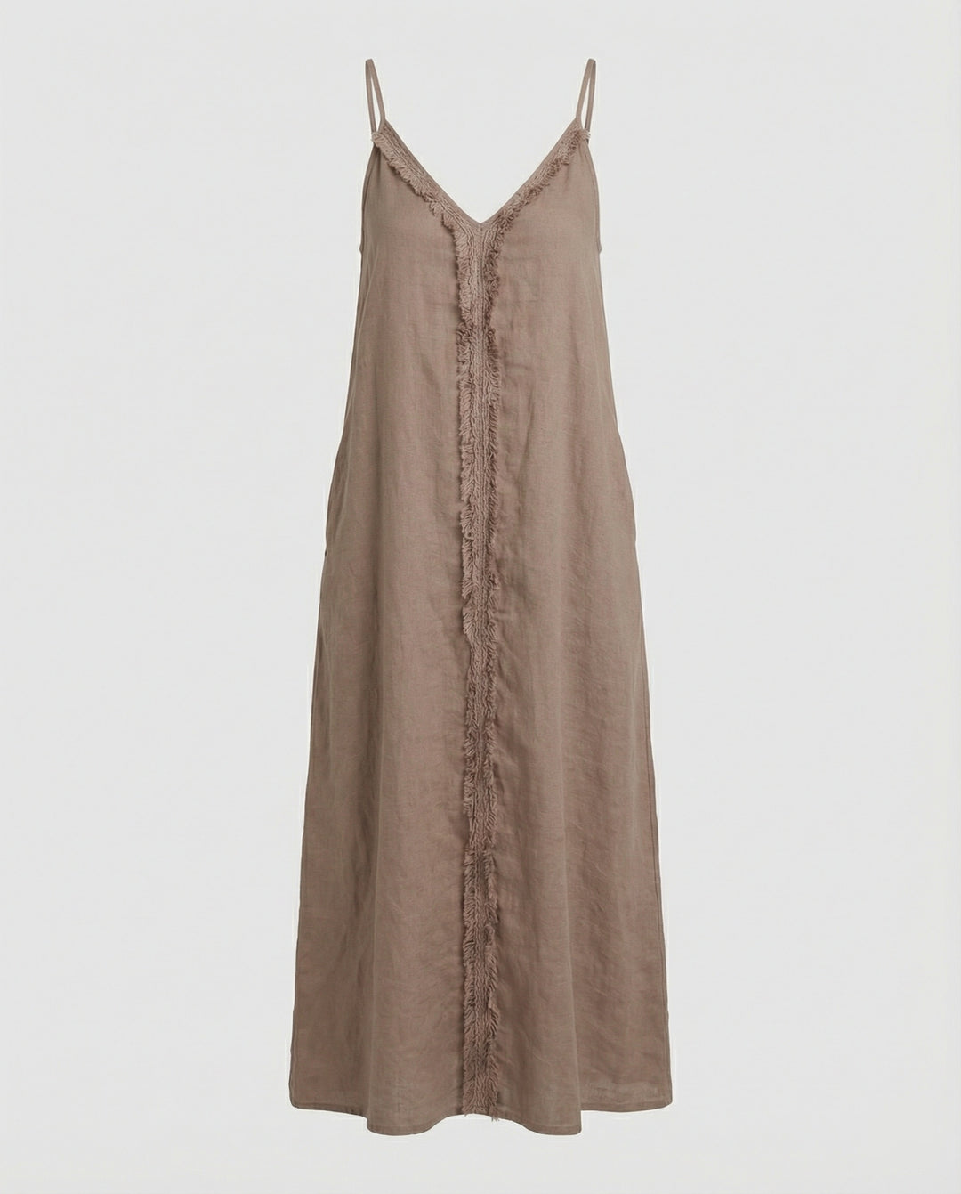 Damen Maxikleid mit lässigem V-Ausschnitt und seitlichen Taschen EB