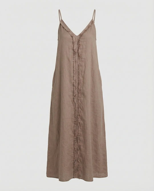 Damen Maxikleid mit lässigem V-Ausschnitt und seitlichen Taschen EB