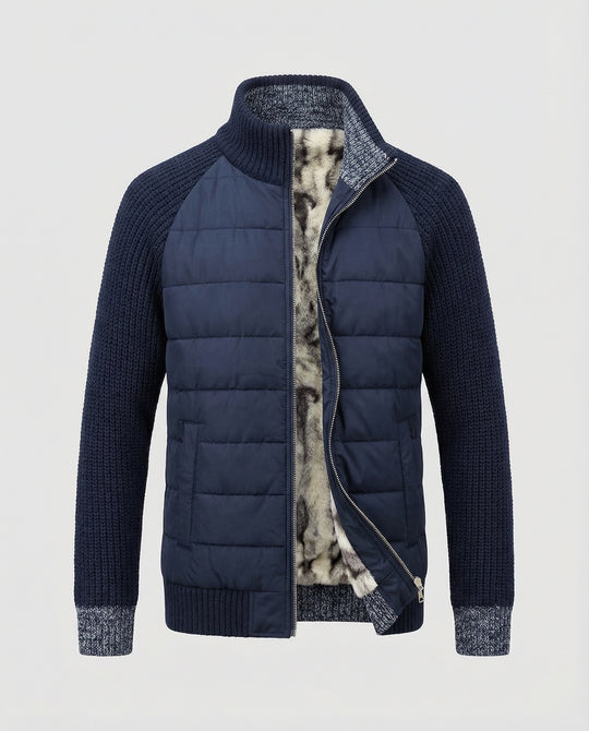 Herren Hybridjacke mit Kunstleder-Elementen
