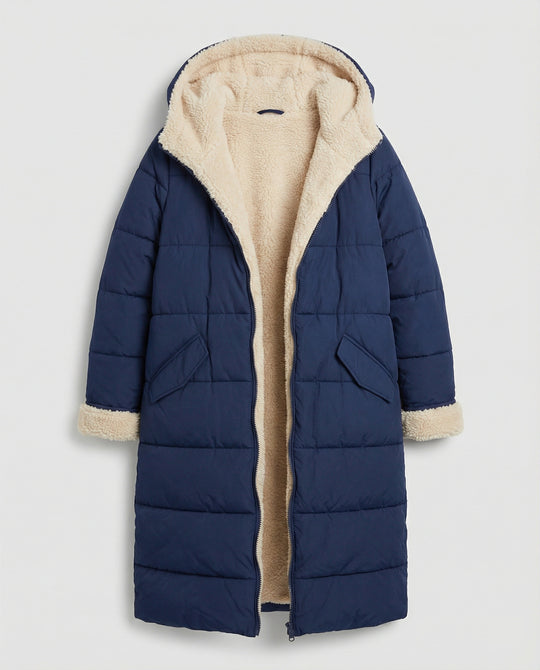 Damen lange, gefütterte Winterjacke mit Fleece-Futter EB