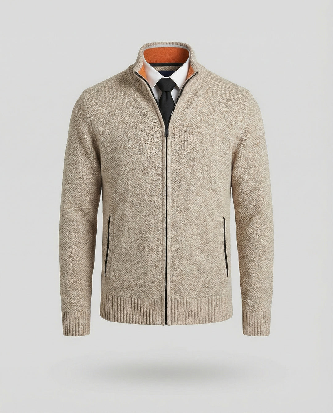 Herren Strickjacke mit hohem Kragen und elegantem Reißverschluss EB