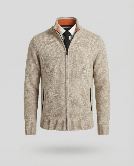 Herren Strickjacke mit hohem Kragen und elegantem Reißverschluss EB