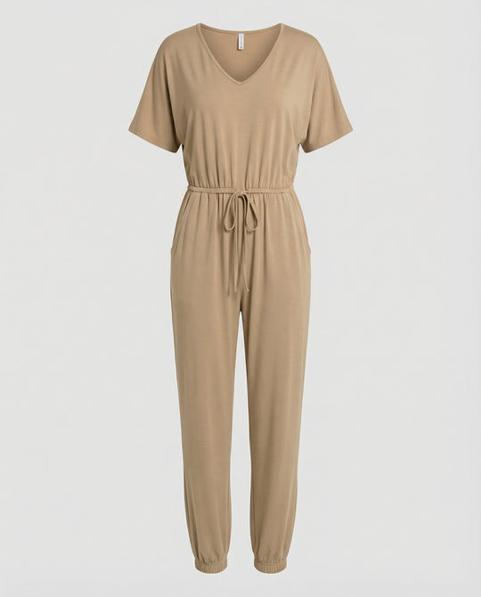 Damen Leichter Jumpsuit mit lockerer Passform und variabler Taille EB