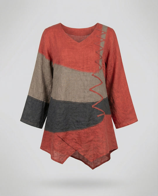 EB | Modisch Dreifarbige Damenbluse