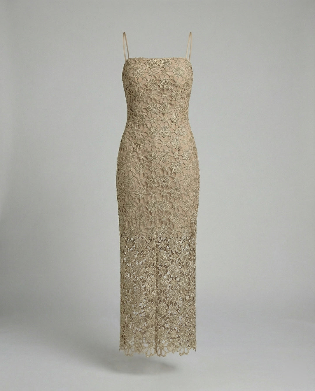 Damen Spitzen Maxikleid figurbetont