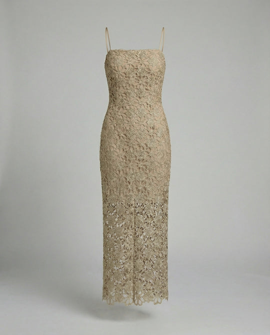 Damen Spitzen Maxikleid figurbetont