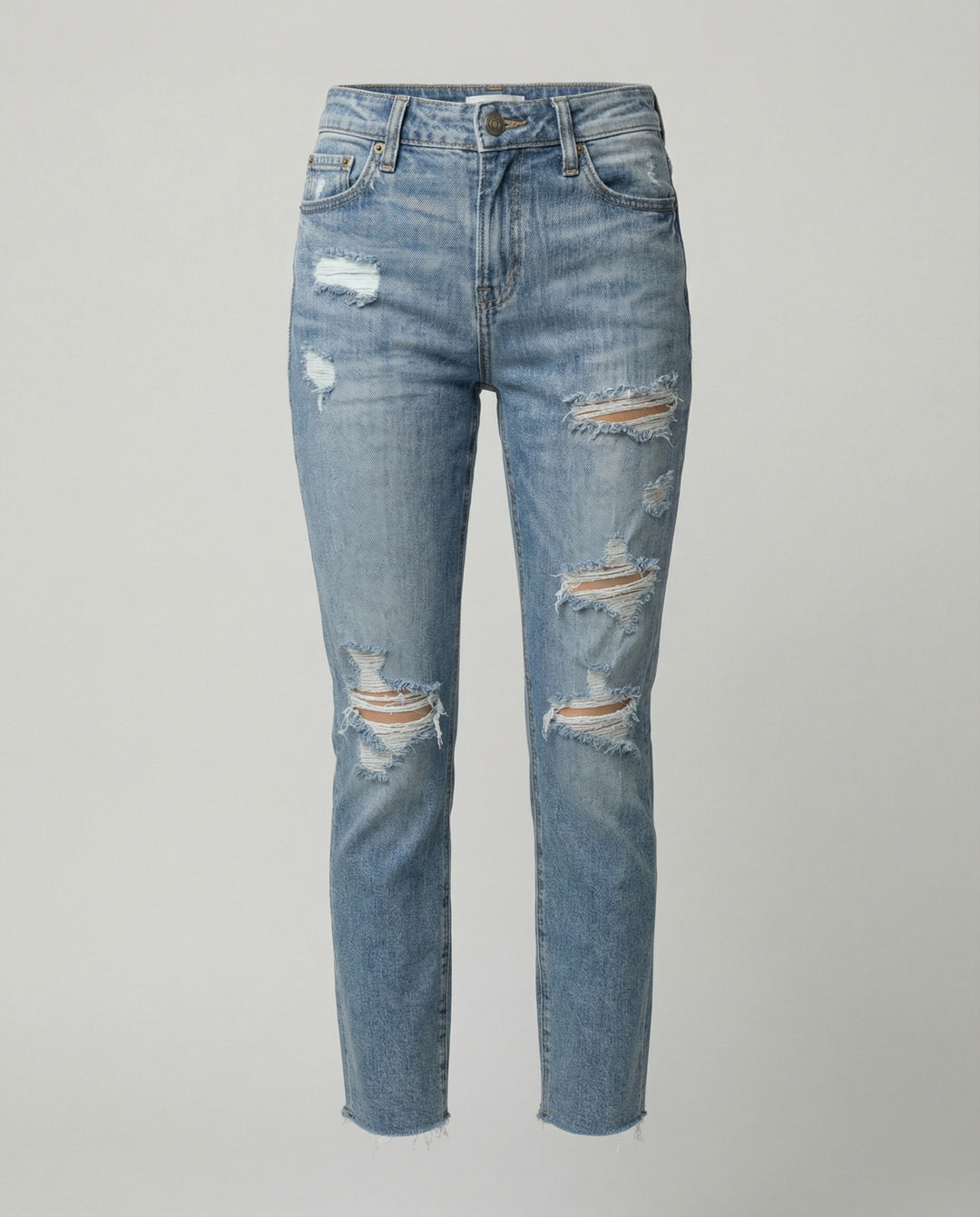 Damen Slim Fit Jeans mit Destroyed Details im Used-Look | EB