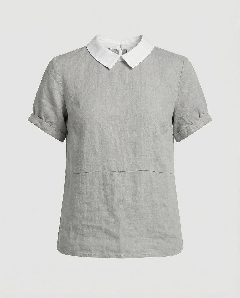 Damen Bluse Leinen Peter Pan Kragen