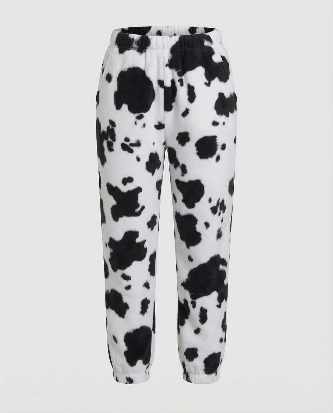 Damen Freizeithose im lässigen Cow-Print-Design mit elastischem Bund und Bündchen EB