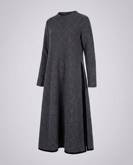 Langes Damen Midikleid in Lockerer Form mit Seitenschlitz | EB