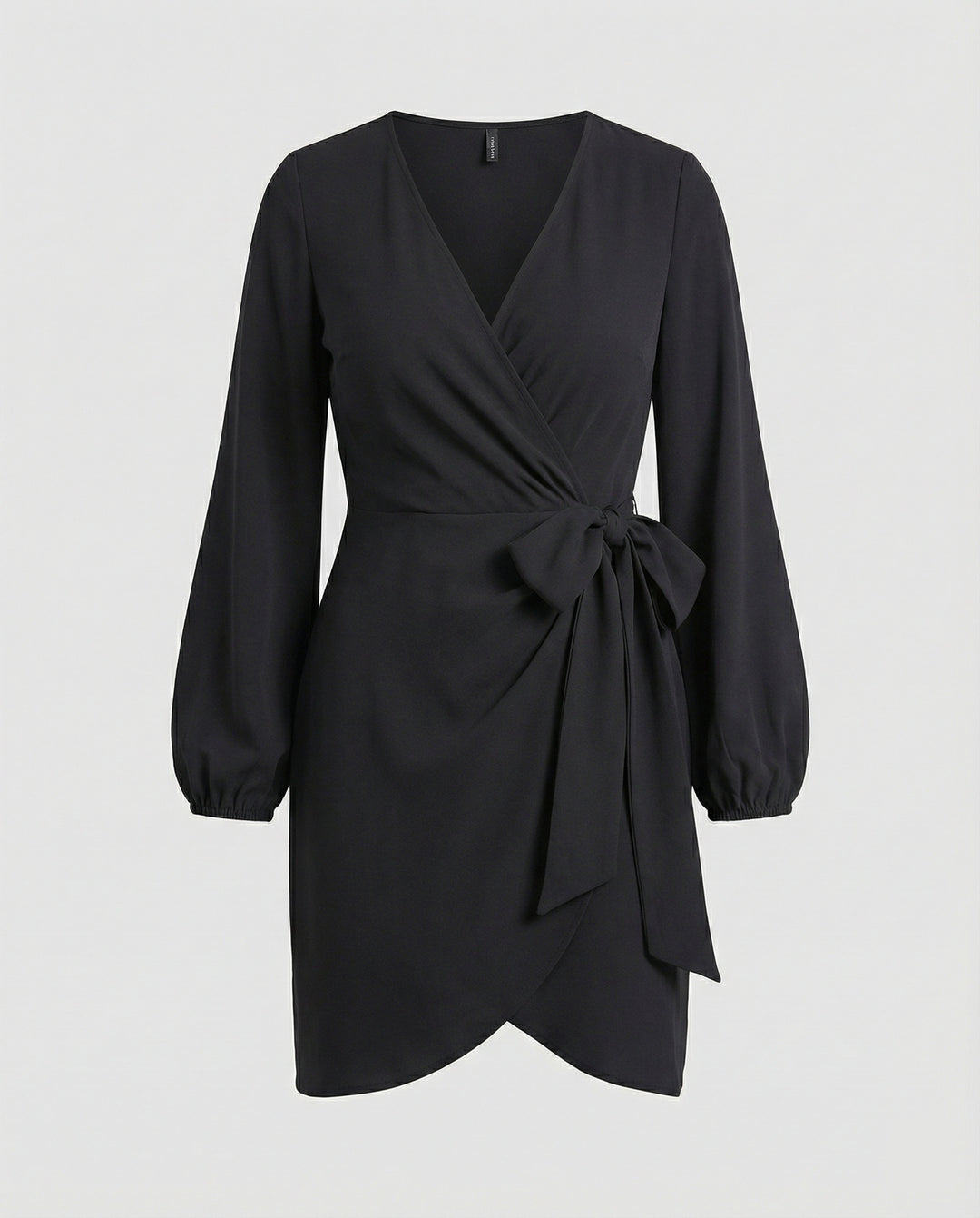 Damen Wickelkleid mit voluminösen Ärmeln und elegantem Taillengürtel EB