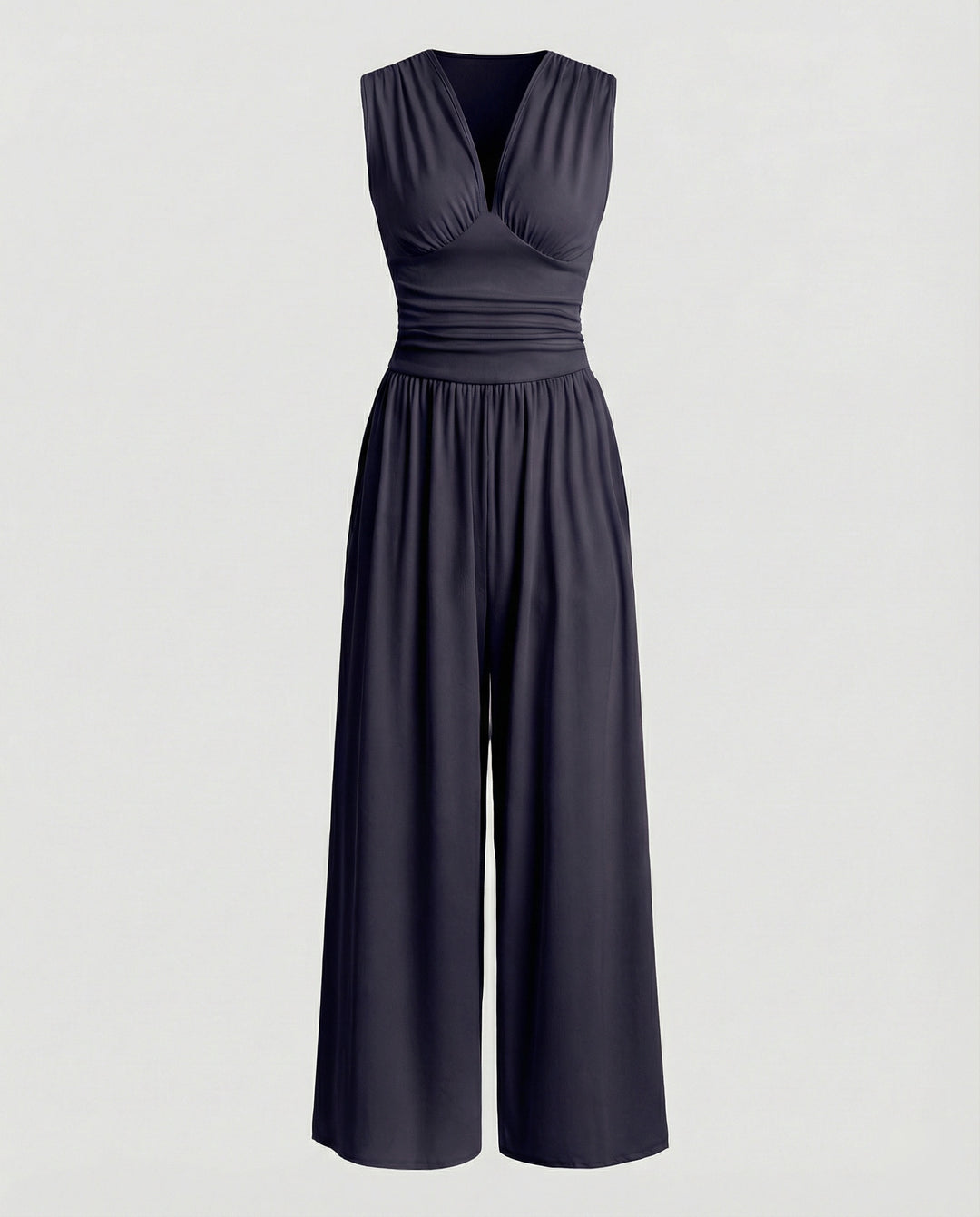Damen Jumpsuit mit schickem V-Ausschnitt und weitem Bein EB