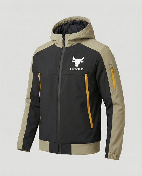 EB | Herrenjacke mit Reißverschluss, Kapuze und Farbblockdesign