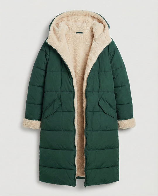Damen lange, gefütterte Winterjacke mit Fleece-Futter EB