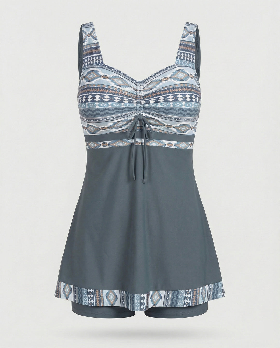 EB | Blauer, Schmaler, Leichter Patchwork-Tankini