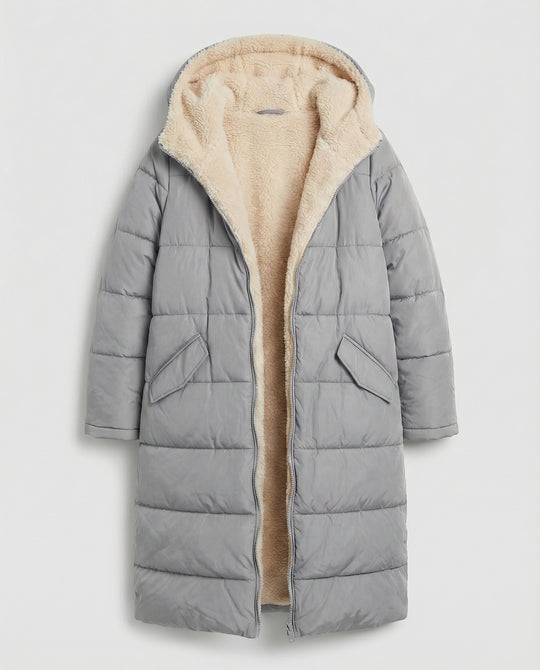 Damen lange, gefütterte Winterjacke mit Fleece-Futter EB