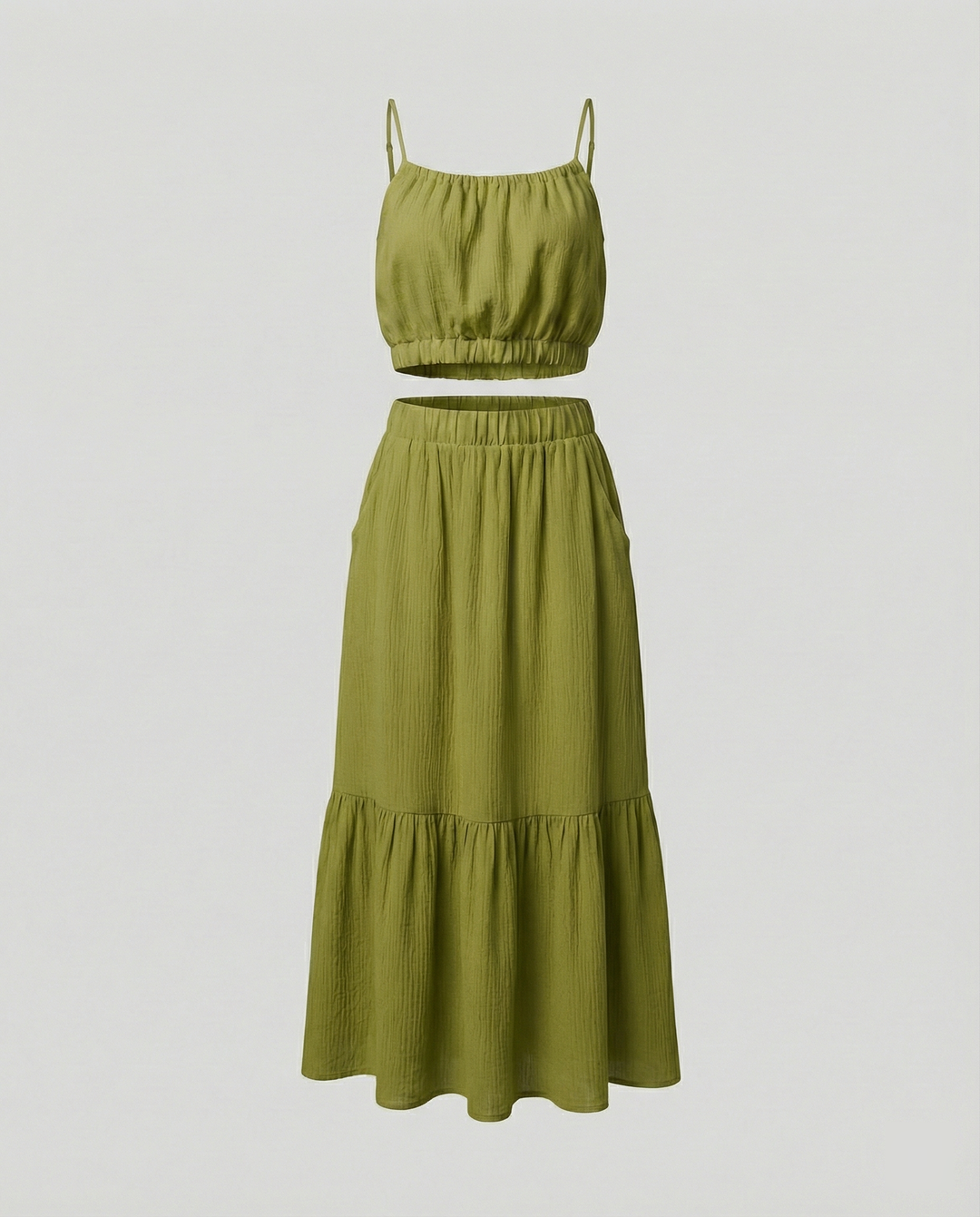 Damen Sommerliches Zweiteiler-Kleid mit fließendem Schnitt und praktischen Taschen EB