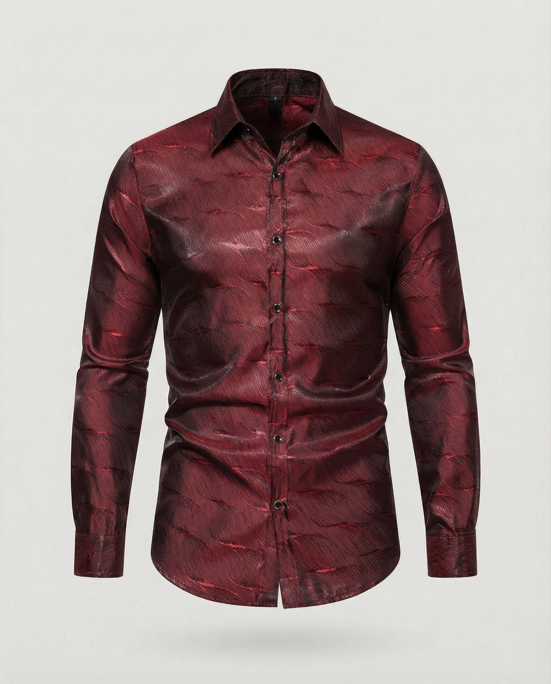 Herren Elegantes Langarmhemd mit modernem Wellenmuster und glänzender Oberfläche EB
