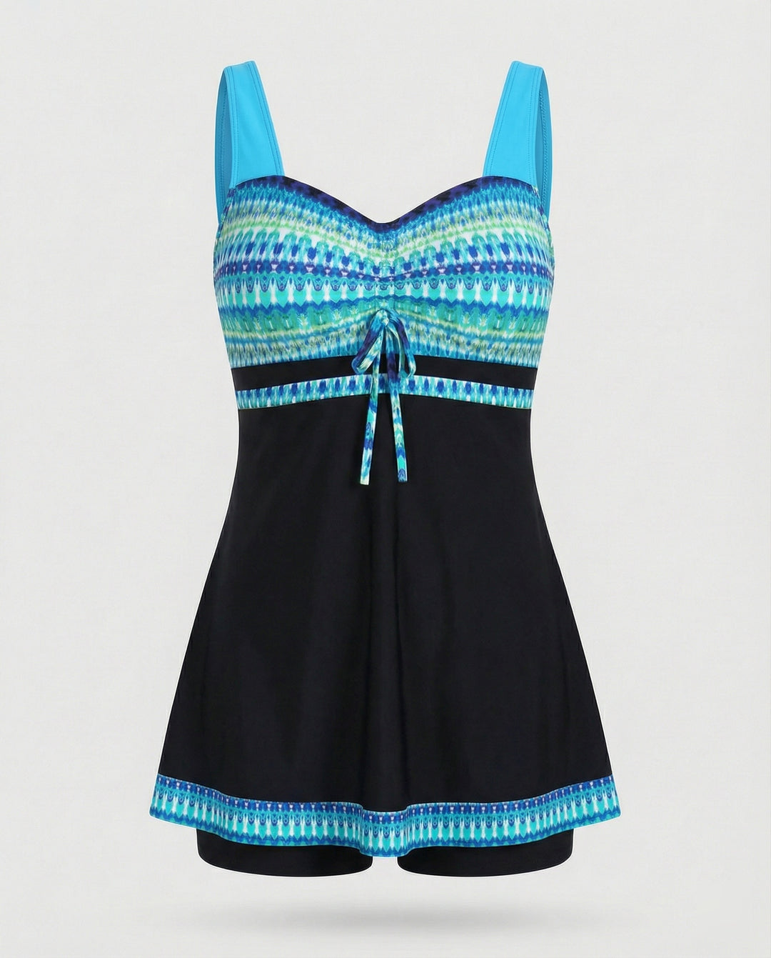 EB | Blauer, Schmaler, Leichter Patchwork-Tankini