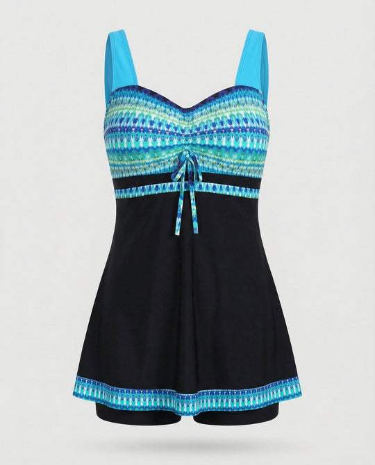 EB | Blauer, Schmaler, Leichter Patchwork-Tankini