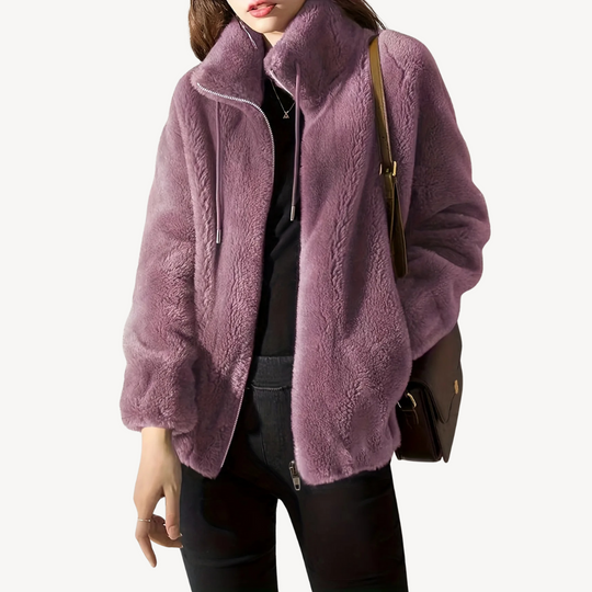 EB | Damen Kunstpelz Zip-Up Jacke