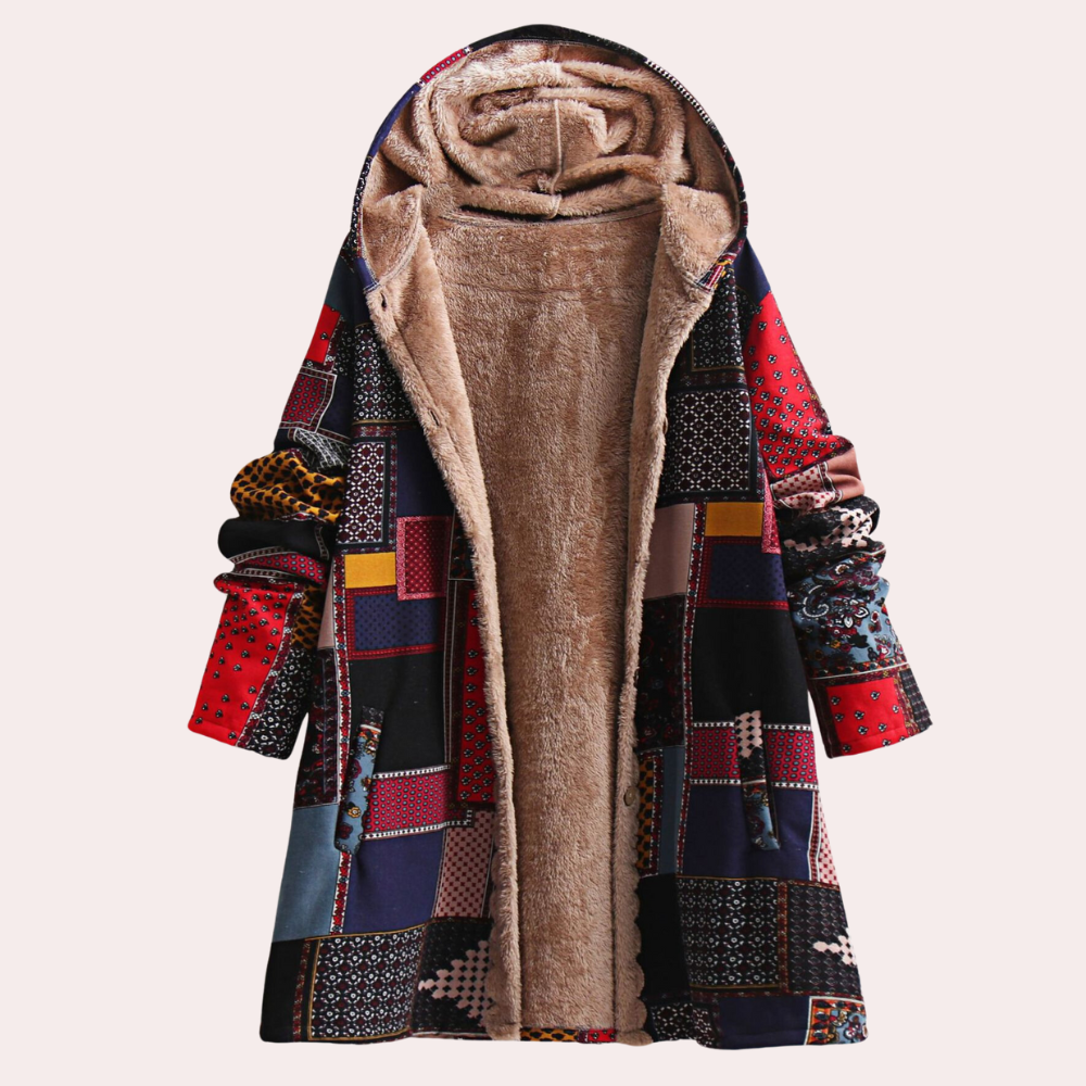EB | hoodie fleece jack - trendige warme patchwork Außenbekleidung