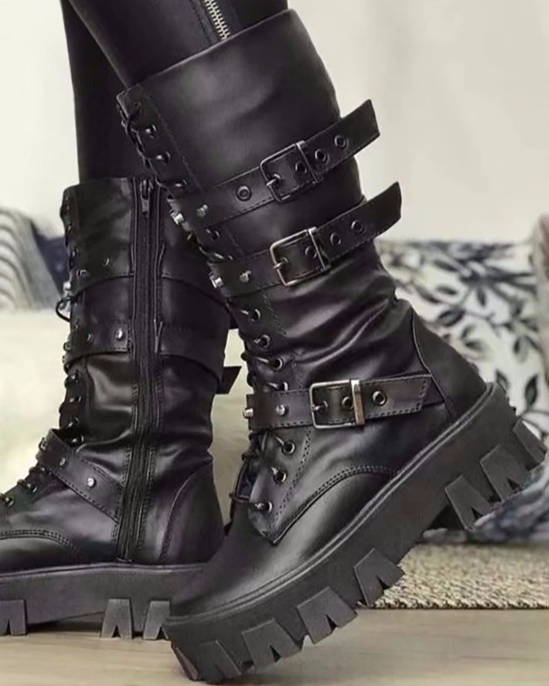 EBMode | Stiefel Mit Reißverschluss Und Schnallen
