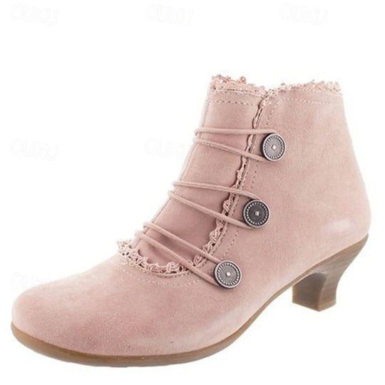 EB | Damen Viktorianische Schnür-Stiefeletten mit Spitzenbesatz