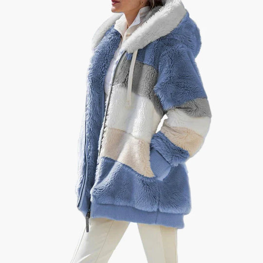 EB | Winter Kapuzenjacke Im Streifen-Design - Modische Freizeitjacke für Kalte Tage