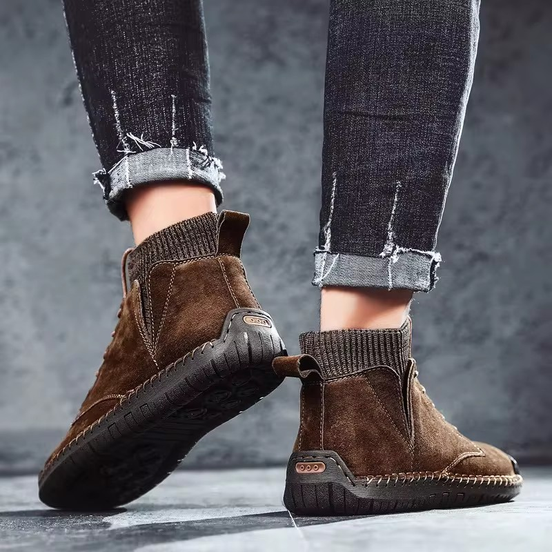 Retro-Wildlederschuhe mit Ripp- und Stichmuster EB EB