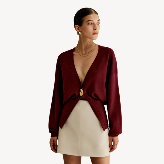 EB | Damen Strick V-Ausschnitt Cardigan Pullover