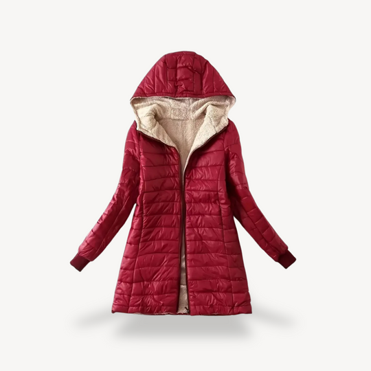 EB | Damen Kapuzen-Puffermantel mit Sherpa-Futter