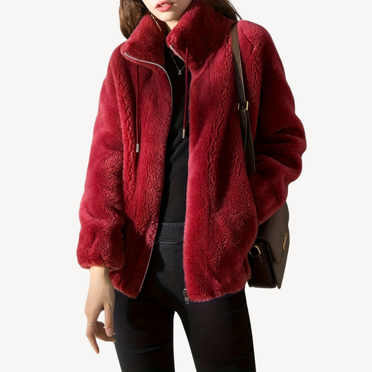 EB | Damen Kunstpelz Zip-Up Jacke