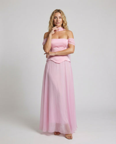 Damen Elegante Halsband-Schärpe Maxikleid