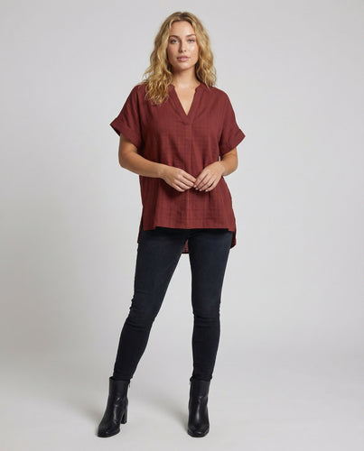 Damen Lockeres V-Ausschnitt Mischgewebe Longline-Blusenshirt