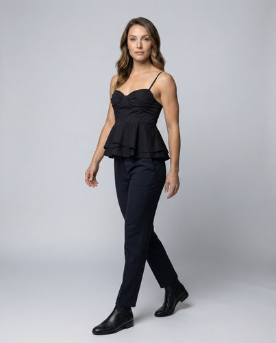 Damen Gestufte Volant-Saum Mischgewebe Bustier-Cami
