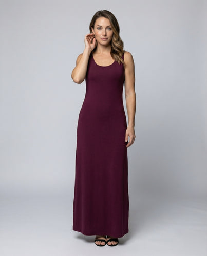 Damen nan figurbetontes Stretch-Jersey-Maxikleid mit Rundhalsausschnitt und taillierter Schnittführung EB