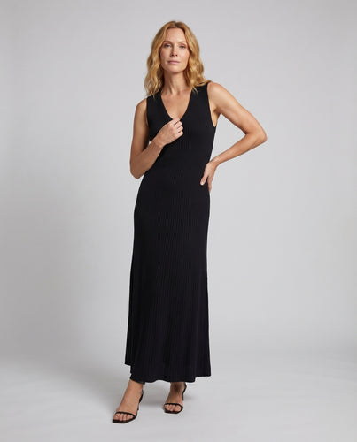 Damen Langes Glockensaum Rippstrick Strickkleid