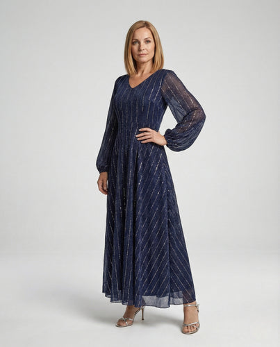 Maxikleid Damen Lurex Tailliert