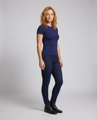 Damen Kurzarm-Top Rundhals Formender Stretch Crop