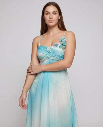 Damen Satin-Abendkleid Schulterblüte Mittige Drapierung Fließend