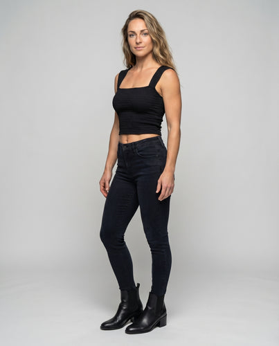 Damen Crop-Top mit strukturiertem Design und quadratischem Ausschnitt